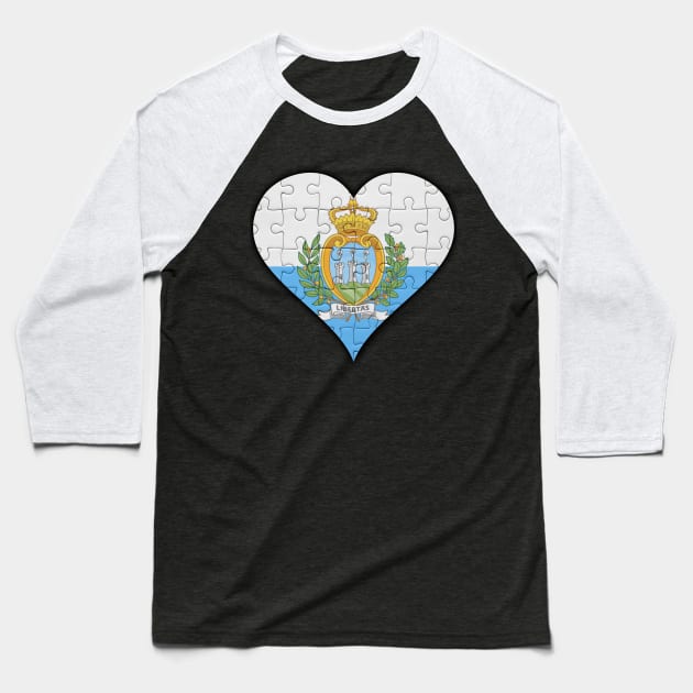 Sammarinese Jigsaw Puzzle Heart Design - Gift for Sammarinese With San Marino Roots Baseball T-Shirt by Country Flags